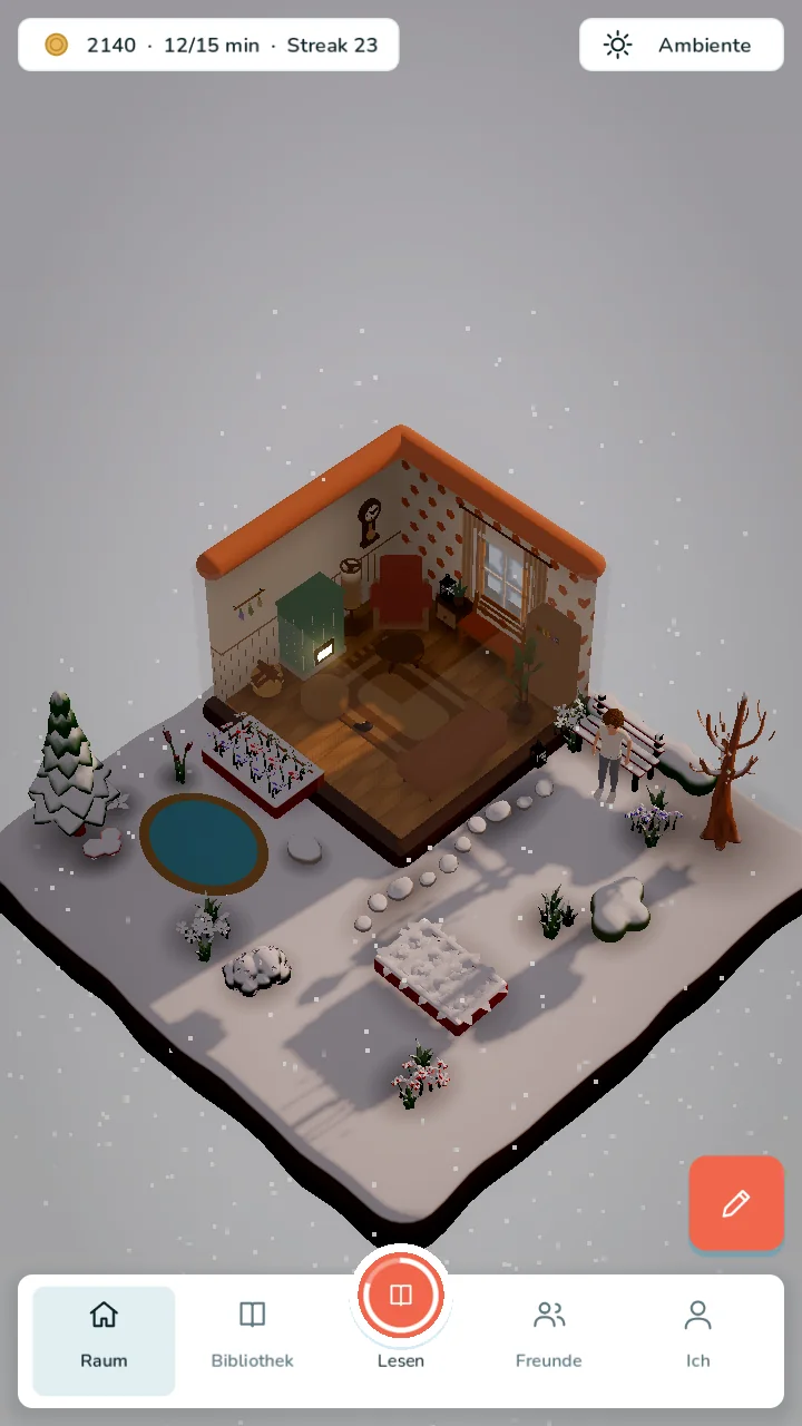 Haus mit Garten im Winter